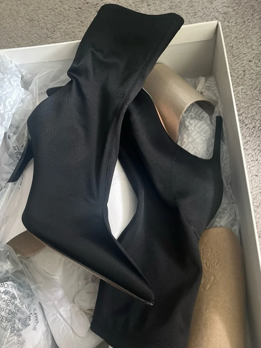 Steve Madden Black Stretch Stiletto Booties
